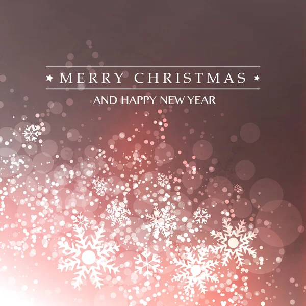 輝く雪の結晶パターンに背景がぼやけているカラフルな幸せな休日、グリーティング カード、ラベルとメリー クリスマス — ストックベクタ