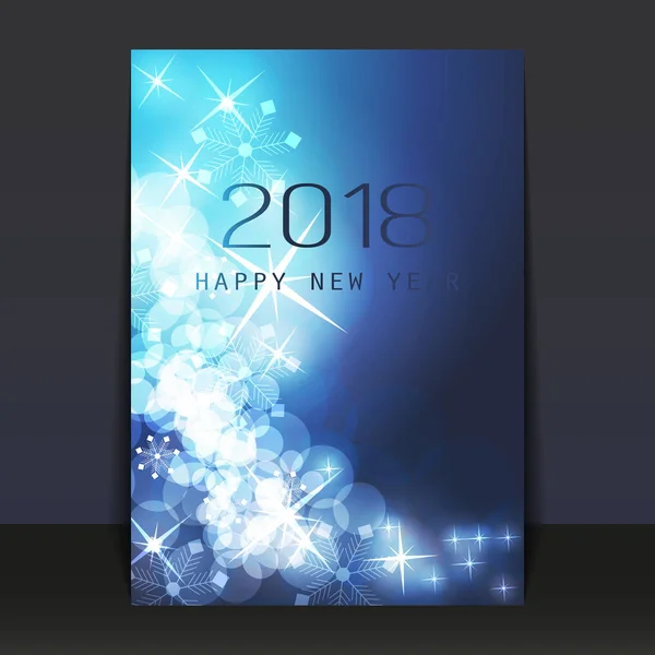 Ice Cold Blue Pattered brillante tarjeta de año nuevo, volante o diseño de la cubierta - 2018 — Vector de stock