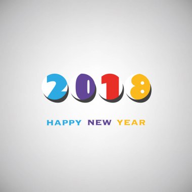 Basit renkli yeni yıl kartı, kapak veya arka plan tasarım şablonu - 2018