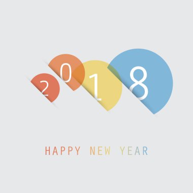  Basit renkli yeni yıl kartı, kapak veya arka plan tasarım şablonu - 2018