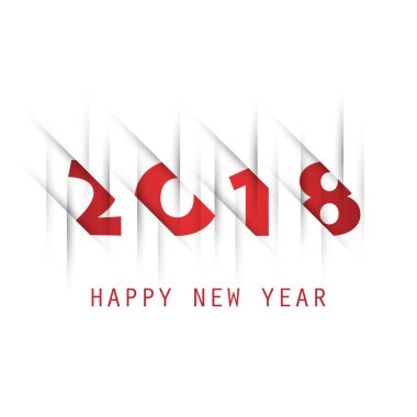 Basit kırmızı ve beyaz yeni yıl kartı, kapak veya arka plan tasarım şablonu - 2018