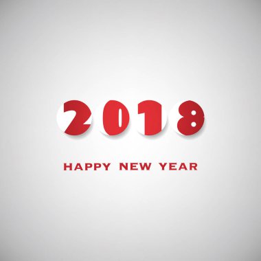 Basit kırmızı ve gri yeni yıl kartı, kapak veya arka plan tasarım şablonu - 2018