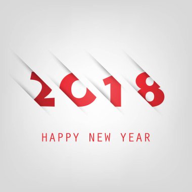 Basit kırmızı ve beyaz yeni yıl kartı, kapak veya arka plan tasarım şablonu - 2018