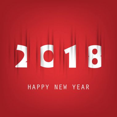 Basit kırmızı ve beyaz yeni yıl kartı, kapak veya arka plan tasarım şablonu - 2018
