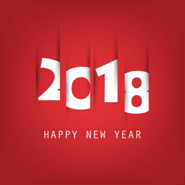 Basit kırmızı ve beyaz yeni yıl kartı, kapak veya arka plan tasarım şablonu - 2018