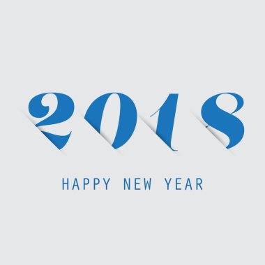  Basit mavi yeni yıl kartı, kapak veya arka plan tasarım şablonu - 2018