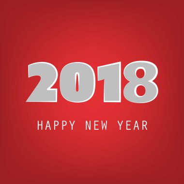  Basit gri ve kırmızı yeni yıl kartı, kapak veya arka plan tasarım şablonu - 2018