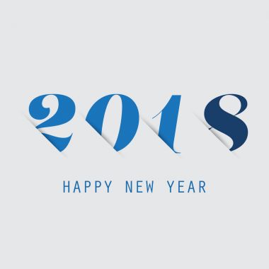  Basit mavi yeni yıl kartı, kapak veya arka plan tasarım şablonu - 2018