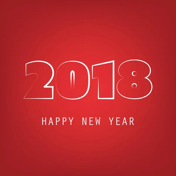 Απλό κόκκινο νέο έτος κάρτα, κάλυμμα ή φόντο σχεδιασμό πρότυπο - 2018 — Διανυσματικό Αρχείο