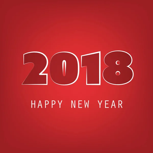 Απλό κόκκινο νέο έτος κάρτα, κάλυμμα ή φόντο σχεδιασμό πρότυπο - 2018 — Διανυσματικό Αρχείο