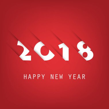 Basit kırmızı ve beyaz yeni yıl kartı, kapak veya arka plan tasarım şablonu - 2018