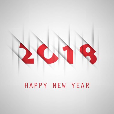 Basit kırmızı ve beyaz yeni yıl kartı, kapak veya arka plan tasarım şablonu - 2018