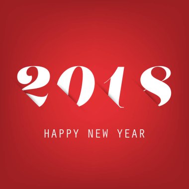  Basit kırmızı yeni yıl kartı, kapak veya arka plan tasarım şablonu - 2018