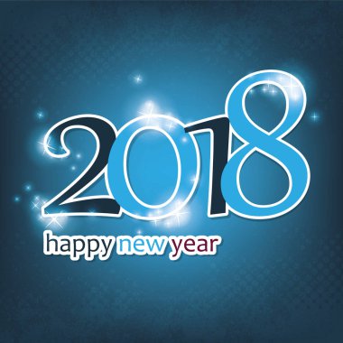 Basit mavi ve beyaz yeni yıl kartı, kapak veya arka plan tasarım şablonu - 2018