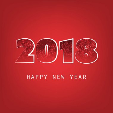  Basit parlak kırmızı yeni yıl kartı, kapak veya arka plan tasarım şablonu - 2018