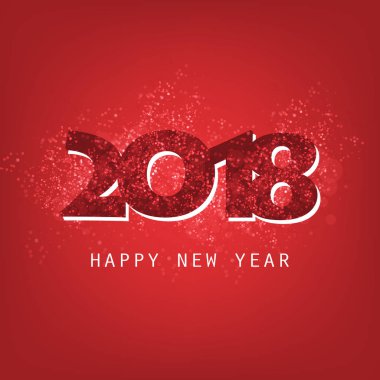  Basit parlak kırmızı yeni yıl kartı, kapak veya arka plan tasarım şablonu - 2018