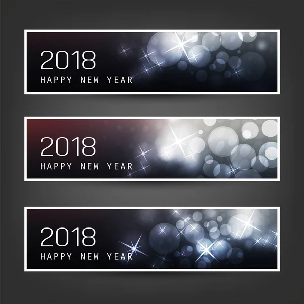 Set of Horizontal Christmas, New Year Vector Banners - 2018 — Stock Vector