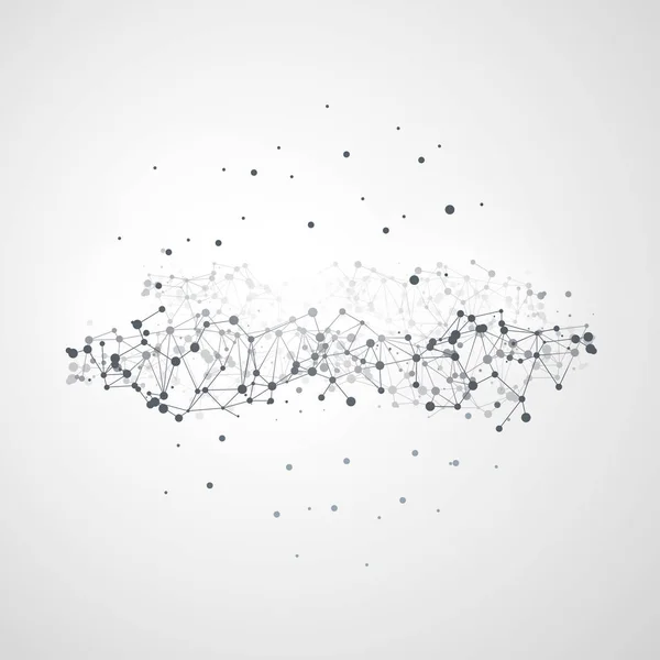 Чорно-білий сучасний мінімальний стиль хмарних обчислень, структури мереж, проектування концепції телекомунікацій, з'єднання з мережею, прозорий геометричний каркас — стоковий вектор