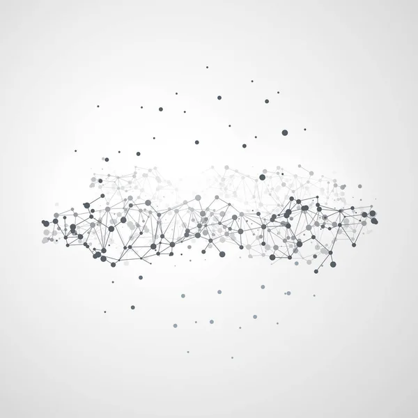 Black and White Modern Minimal Style Cloud Computing, Struttura delle reti, Progettazione concettuale delle telecomunicazioni, Connessioni di rete, Wireframe geometrico trasparente — Vettoriale Stock