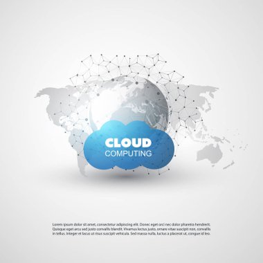 Cloud Computing tel kafes - dijital ağ bağlantıları, teknolojik altyapı ile tasarım konsepti