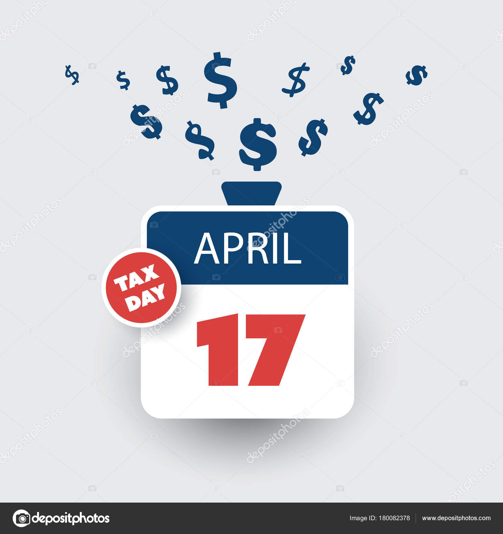 Tax Day Reminder Concept - Calendar Design Template - USA 