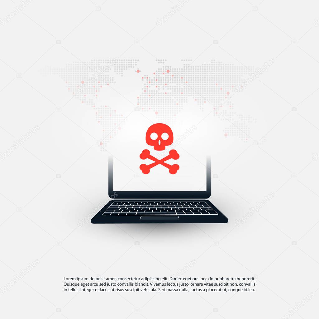 Computer Vulnerability, Infected Machine - Virus, Malware, Ransomware, Fraud, Spam, Phishing, Email Scam, Hacker Attack - IT Security Concept Design
