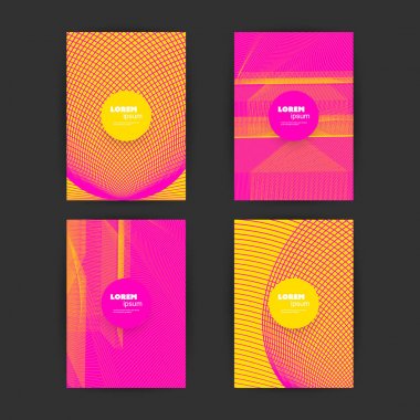 Soyut renkli desenli kapak tasarımı ayarla - afiş, posterlerini açmaları, posterler, el ilanları için uygulanabilir