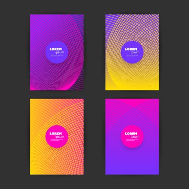 Soyut renkli desenli kapak tasarımı ayarla - afiş, posterlerini açmaları, posterler, el ilanları için uygulanabilir