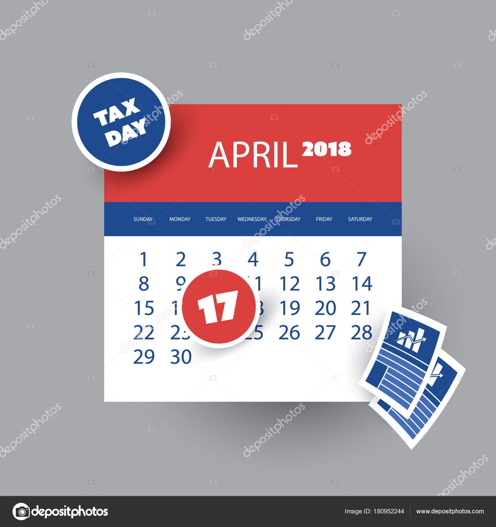 Imposta giorno promemoria concetto calendario design template ... Dichiarazione dei redditi scadenza