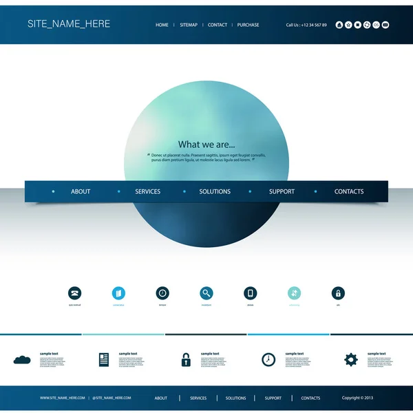 Modello di sito web con design unico - sfera astratta — Vettoriale Stock