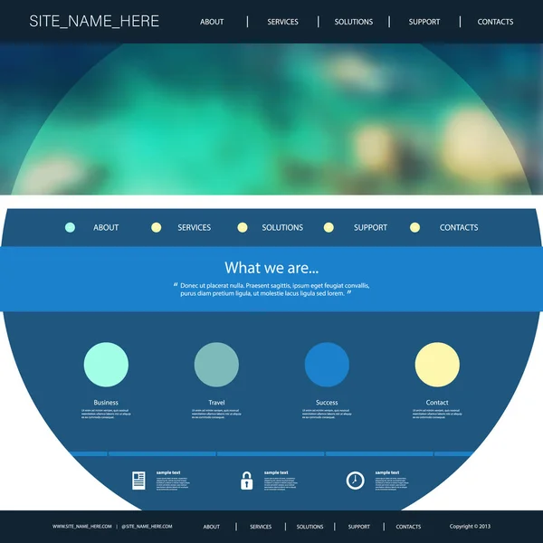 Unique Flat Style Website Design Template Layout with Blurred Background — Stock Vector