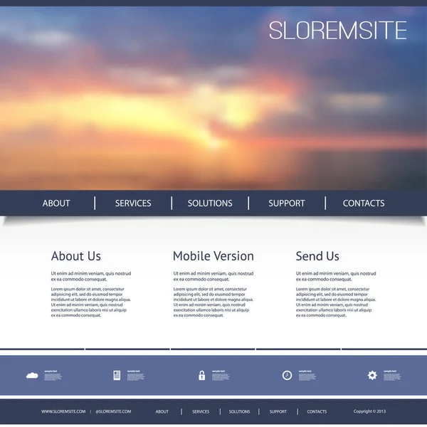 Modelo de design do site para o seu negócio com Sunset Sky Image Background - Crepúsculo, Nuvens, Sol, Luz solar —  Vetores de Stock