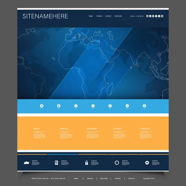 Negócios, Conexão, Rede - Design de modelo de site — Vetor de Stock