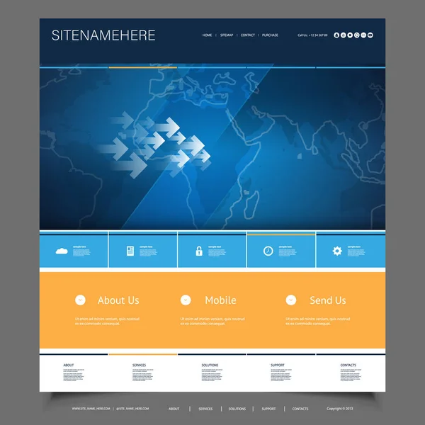 ビジネス、接続、ネットワーク - ウェブサイト テンプレート デザイン — ストックベクタ
