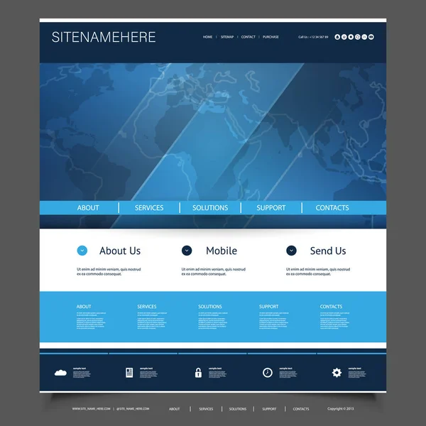 グローバル ビジネス、技術、接続、ネットワーク - ウェブサイト テンプレート デザイン — ストックベクタ