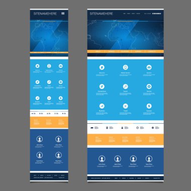 Duyarlı bir sayfa web sitesi şablonu - dünya harita Header tasarımı - masaüstü ve taşınabilir sürümü