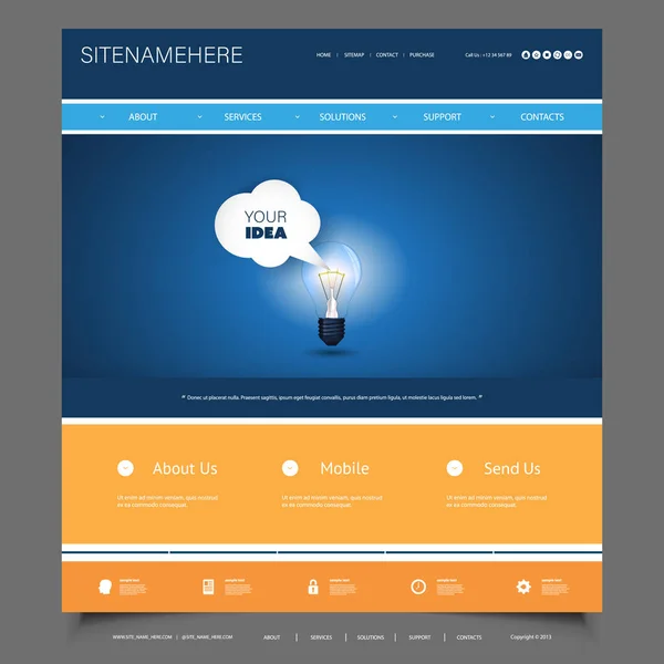 技術革新、グローバルなビジネスのアイデア - 技術 - ウェブサイト テンプレート デザイン — ストックベクタ