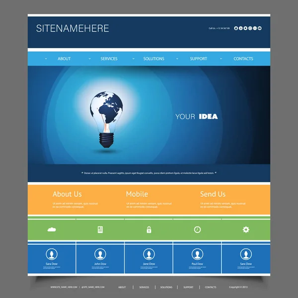 Innovatie, ideeën - Global Business, technologie - kleurrijke Website Template Design — Stockvector