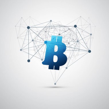 Konsept tasarımı ağlar - iş ve küresel finansal bağlantıları, kripto para birimi, Bitcoin ticaret, Online banka ve para transferi