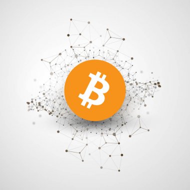 Konsept tasarımı ağlar - iş ve küresel finansal bağlantıları, kripto para birimi, Bitcoin ticaret, Online banka ve para transferi