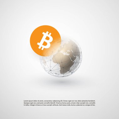 Konsept tasarımı ağlar - iş ve küresel finansal bağlantıları, kripto para birimi, Bitcoin ticaret, Online banka ve para transferi