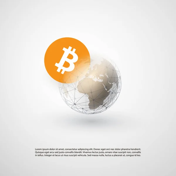 Réseaux - Business et Global Financial Connections, Monnaie cryptée, Bitcoin Trading, Online Banking et conception de concept de transfert d'argent — Image vectorielle