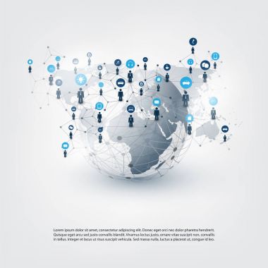 Şey, Internet tasarım konsepti simgeler - küresel dijital ağ bağlantıları, akıllı teknoloji kavramı ile bulut