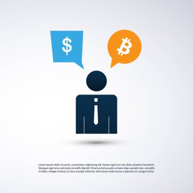Başarılı bir Online iş, Bitcoin ticaret ve iş adamı konseptiyle madencilik