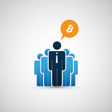 Online iş, Bitcoin ticaret ve iş adamları konseptiyle madencilik