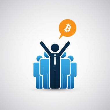 Başarılı bir Online iş, Bitcoin ticaret ve iş adamları konseptiyle madencilik