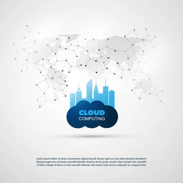 Cloud Computing en slimme stad Design Concept - digitale netwerkverbindingen, technische achtergrond — Stockvector