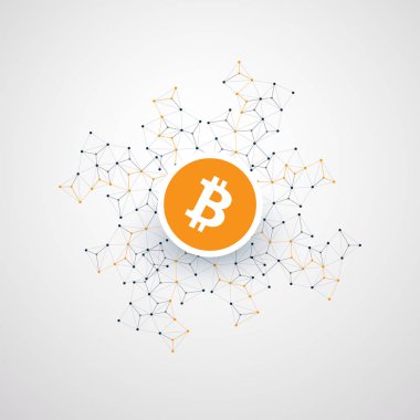 Konsept tasarımı ağlar - Global iş ve mali bağlantıları, Cryptocurrency, Bitcoin ticaret, Online banka ve para transferi