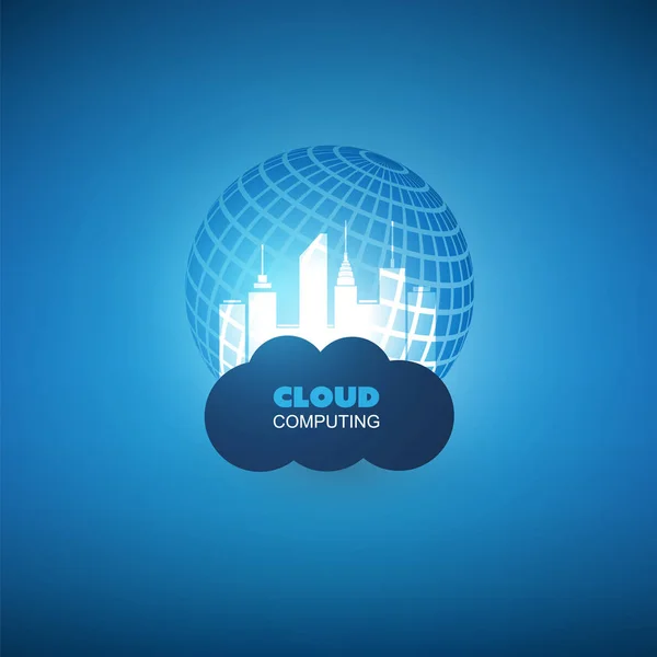 Cloud Computing et Smart City Design Concept - Connexions réseau numérique, arrière-plan technologique — Image vectorielle