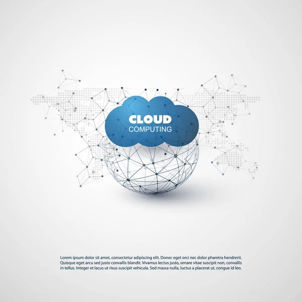 Concepto de diseño de computación en nube: conexiones de red digital, antecedentes tecnológicos — Archivo Imágenes Vectoriales